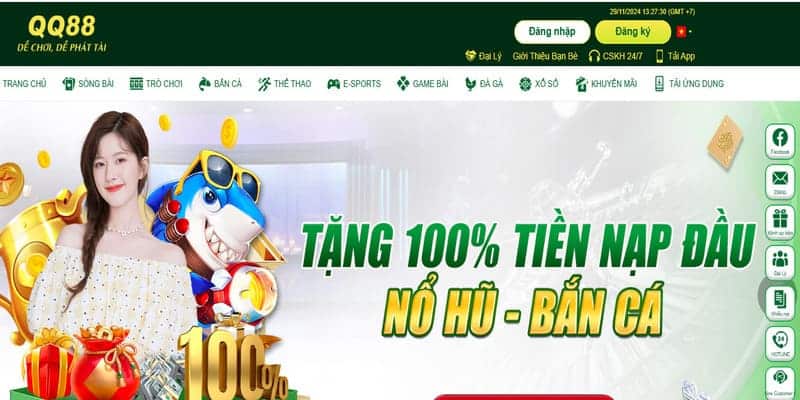 Truy cập trang chủ chọn mục và game để vào chơi